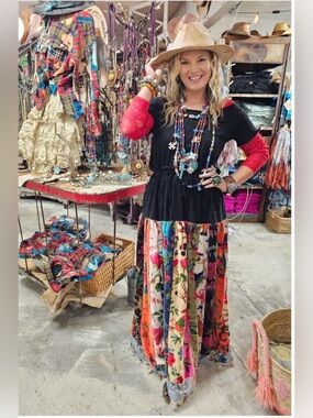 A RARE BIRD Velvet Patchwork Handmade Convertible Skirt/Dress. Size OS